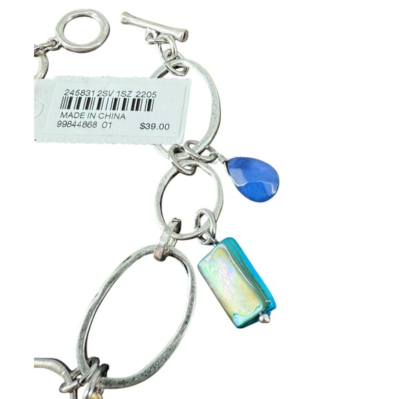J. Jill Multi-Charm Bracelet Metal Blue Rising Tides Shell Fish Turtle Sea Life - Picture 8 of 14